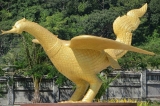 Gà vàng khổng lồ trước dinh tỉnh trưởng tỉnh Kep